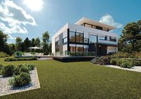 Architektenhaus mit Garten_Tageslichtstimmung_DIN A3